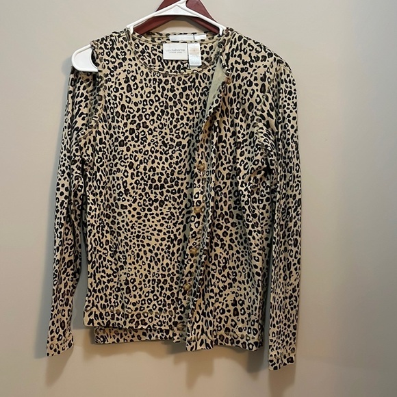Liz 2pc Animal Print set Button up cardigan & Sleeveless Tee Women’s S Cotton - Picture 11 of 11